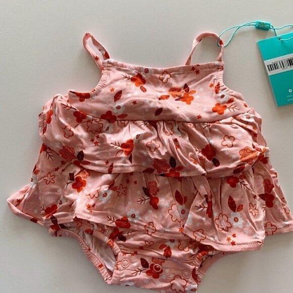 NWT Posh Peanut Baby Girl Darling Basic Ruffle Spaghetti Romper 0-3 Months - Picture 3 of 7